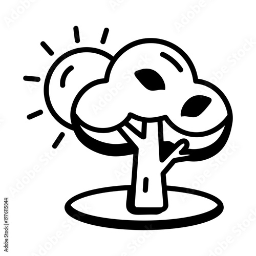 A glyph style icon showing a tree