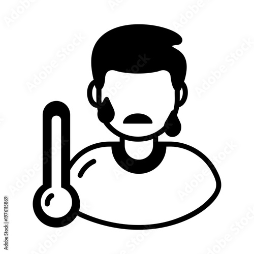 A glyph style icon showing a heat wave