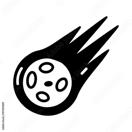A glyph style icon showing a meteor