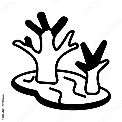 A glyph style icon showing drought