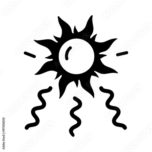 A glyph style icon showing a hot wave