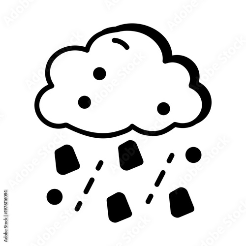 A glyph style icon showing hailstorm