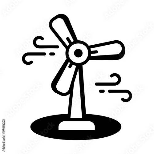 A glyph style icon showing a wind turbine