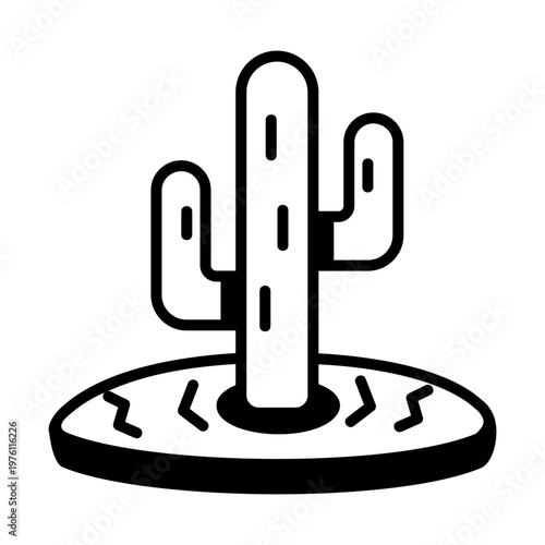 A glyph style icon showing a cactus