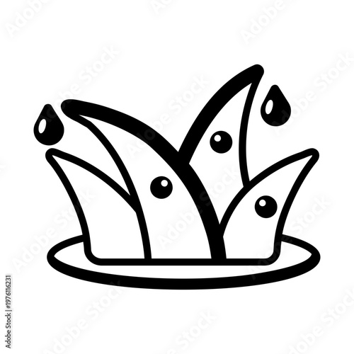 A glyph style icon showing dew drops