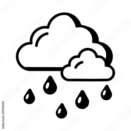 A glyph style icon showing rain