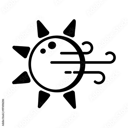 A glyph style icon showing windy morning