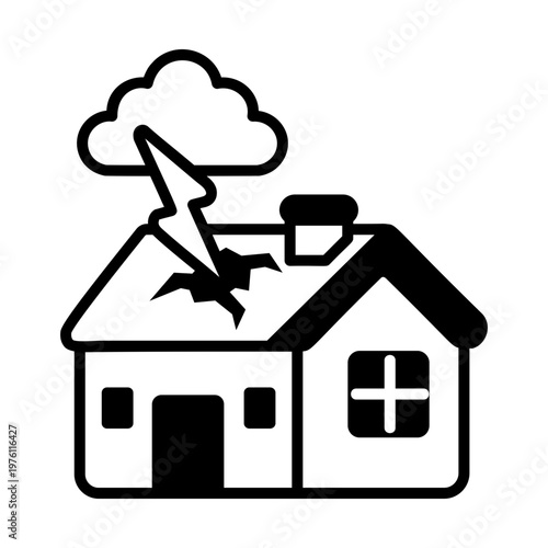 A glyph style icon showing lightning strike