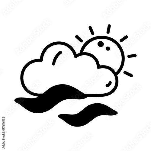 A glyph style icon showing smog