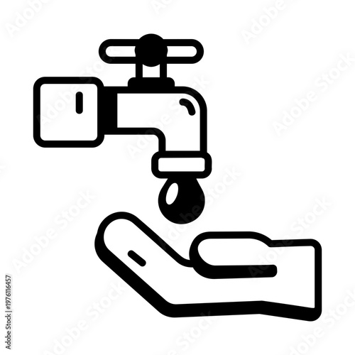 A glyph style icon showing water shortage