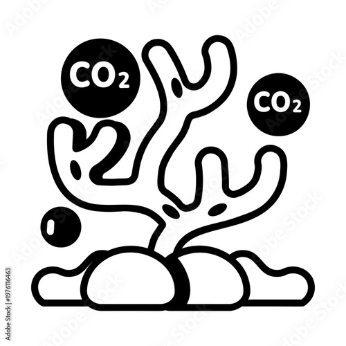 A glyph style icon showing a coral reef