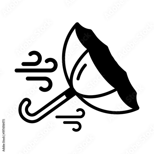 A glyph style icon showing heavy breeze