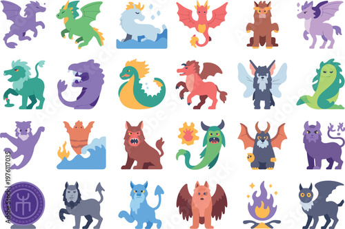 Collection of twenty four fantasy creature illustrations