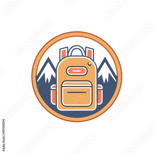 Mountain Backpack Badge Logo Vintage Style