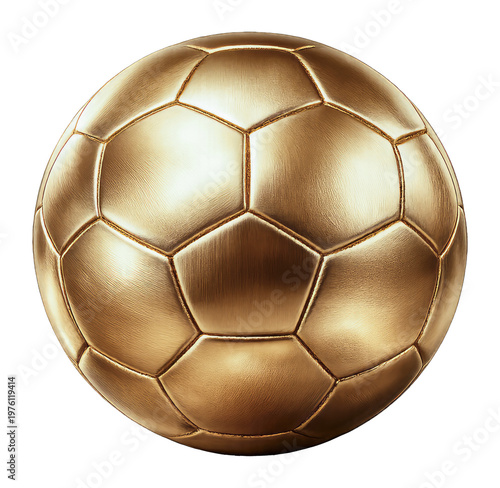 Luxurious Golden Football Soccer Ball With Metallic Shine And Premium Finish Isolated On Fully Transparent Background PNG