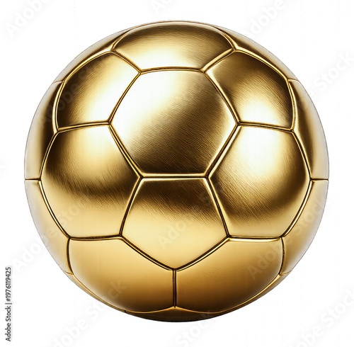 Luxurious Golden Football Soccer Ball With Metallic Shine And Premium Finish Isolated On Fully Transparent Background PNG