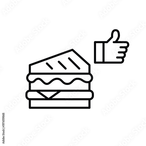 Sandwich and like. Fast food order approval, meal satisfaction positive customer feedback. Pixel perfect, editable stroke vector icon