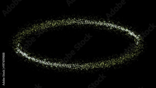 Glittering Particles Forming an Ellipse with Black Background