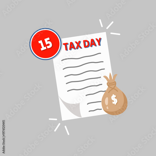 Happy Tax Day, April 15th. Icon commemorate Tax Day. Vector illustration of the Happy Tax Day concept is designed in a simple, flat style.