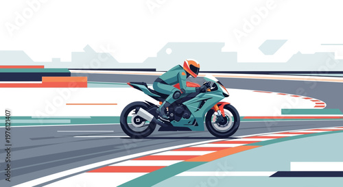 Rider on a motorcycle on a race track.