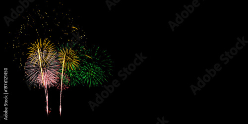 Green and Yellow with red Firework Black background