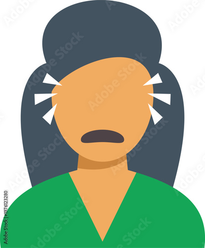 Woman feeling pain in head with discomfort and medical symptoms