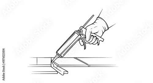 gloved hand applying sealant with caulk gun to a joint