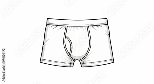 Outline drawing of men's boxer briefs with a fly opening