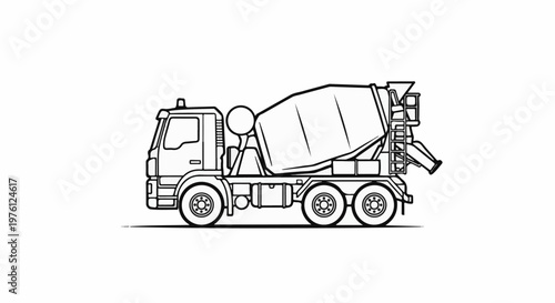 Line drawing of a concrete mixer truck