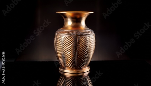 Bronze Decorative Vase On Black Base