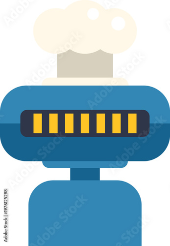 Robot chef displaying chef hat and measuring bars, representing kitchen automation and ai
