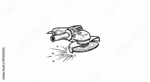 Illustration of a power tool with a disc creating sparks
