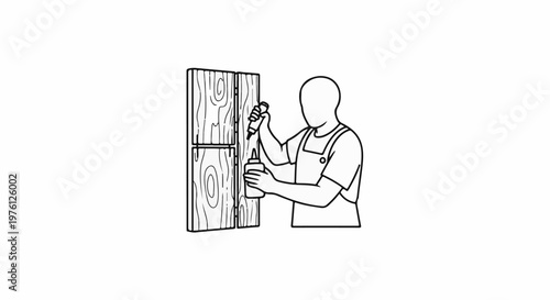 Person applying adhesive to wooden panels