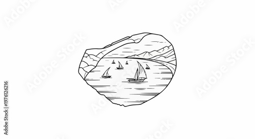 Scenic view of sailboats on a tranquil lake surrounded by rolling hills