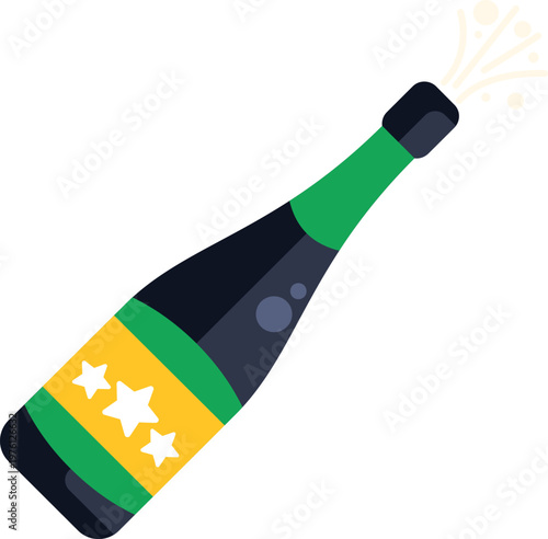 Champagne bottle popping celebration with sparkling effervescent spray