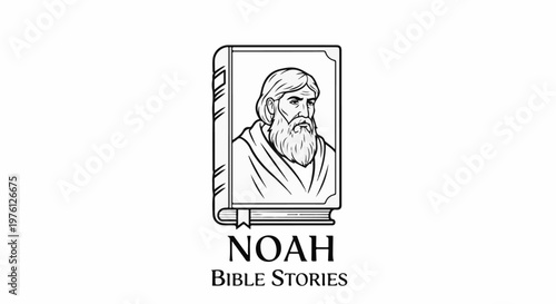 Illustration of a bearded man on a book