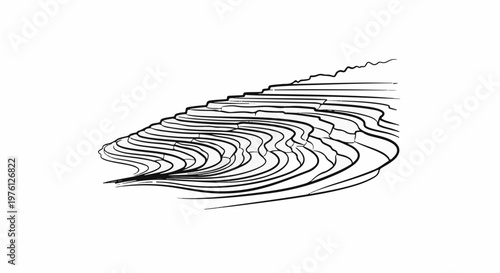 Abstract graphic representation of flowing, layered geological strata