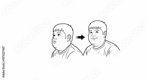 Two boys with an arrow indicating a change from one to another