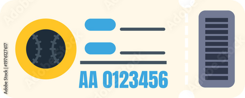 Baseball ticket offering access to a sporting event with barcode and details