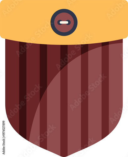 Brown striped clothing pocket with button and yellow flap accessory