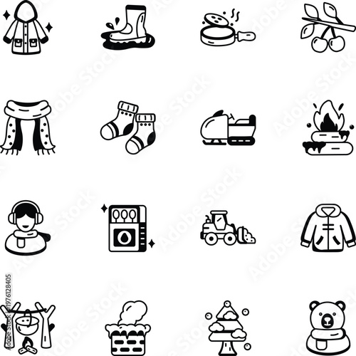 Pack of Winter Season Glyph Style Icons