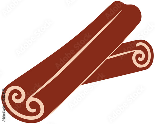 Rolled cinnamon sticks icon for sweet baking, warm beverages, and aromatic spice collection designs