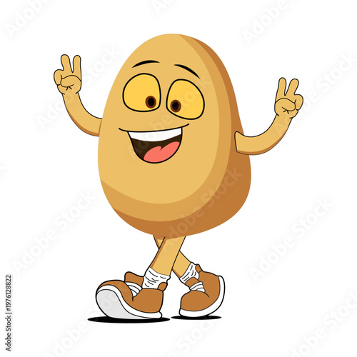 Cute potato cartoon mascot Walking With peaceful attitude, cute vegetable character illustration for kids, food Branding and packaging.ai