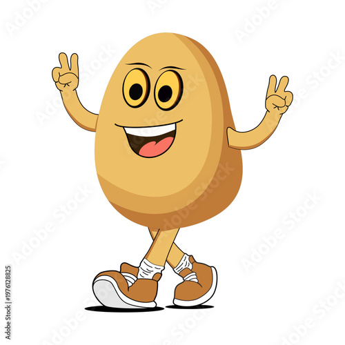 Cute potato cartoon character with peace road sign, food mascot illustration for summer Branding and Beverage Design.ai