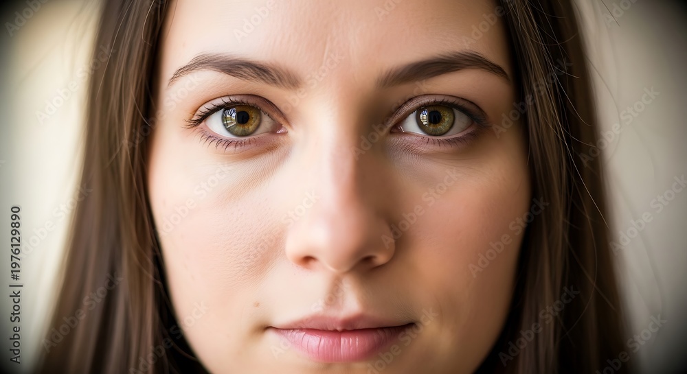 Naklejka premium Close-up portrait of young woman face.