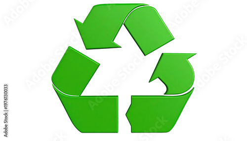 Three looping arrows form the universal green recycle symbol, floating against a solid black backdrop