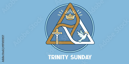 Trinity Sunday Holy Trinity Symbol with Cross Dove and Crown Illustration