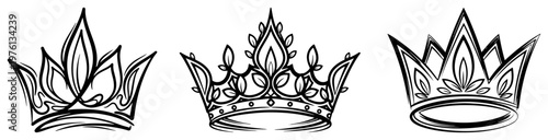 Photos Ornate royal crown collection with decorative floral patterns and regal details