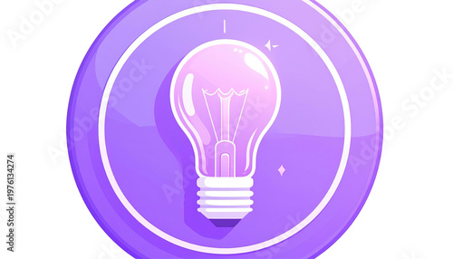 A stylized illustration features a glowing lightbulb inside a purple circle, radiating brightness and a sense of inspiration