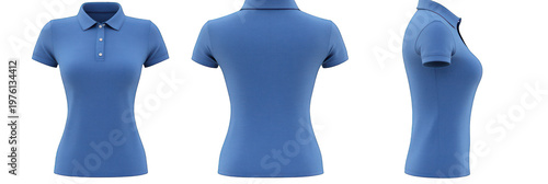 A blue polo shirt on transparent background for fashion design